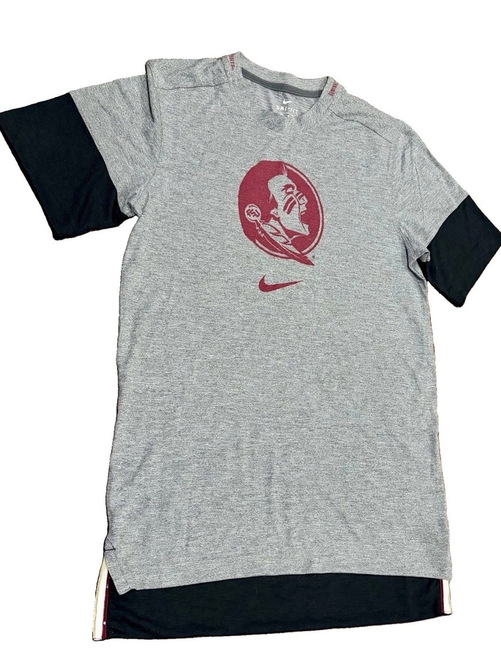 NIKE Florida State FSU Seminoles Heather Grey S/S Shirt w/Black Contrast -Small